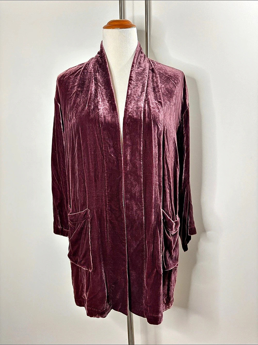 Eileen Fisher Casis Kimono Jkt Velvet Kimono Jacket in Purple Size Small NWT